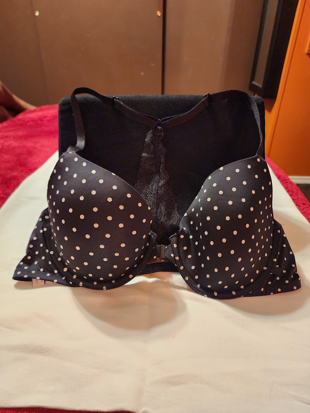 Victoria's Secret Black Bra with White Polka Dots